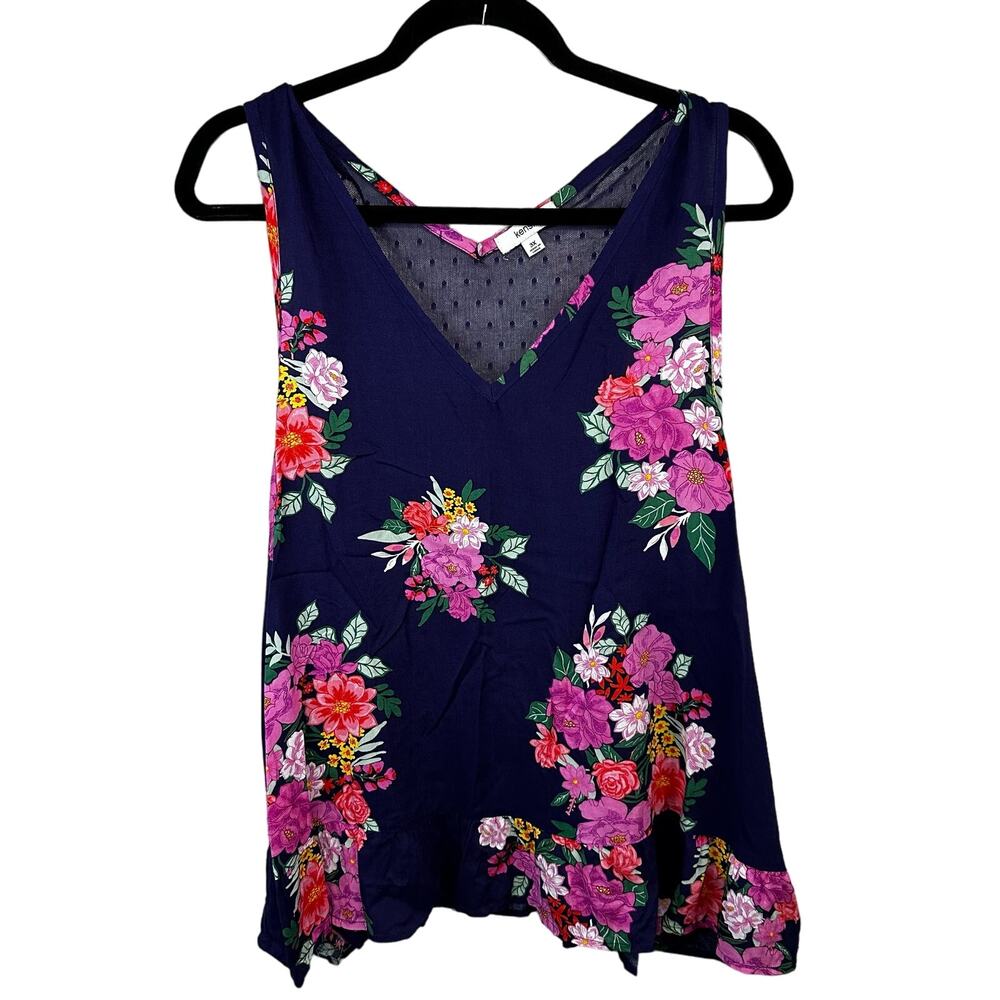 Kensie Floral Navy Blue Blouse 3X